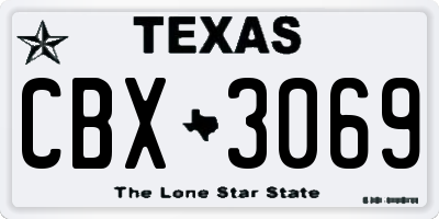 TX license plate CBX3069