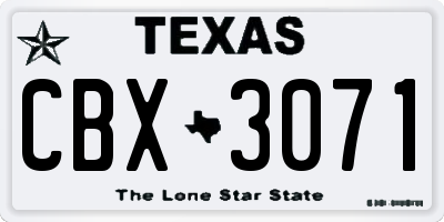 TX license plate CBX3071