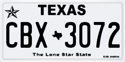 TX license plate CBX3072