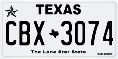 TX license plate CBX3074