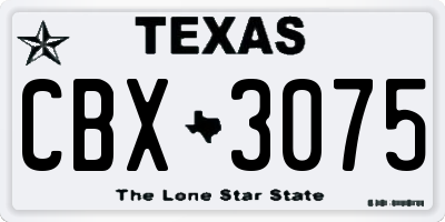 TX license plate CBX3075