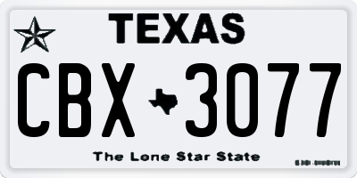 TX license plate CBX3077