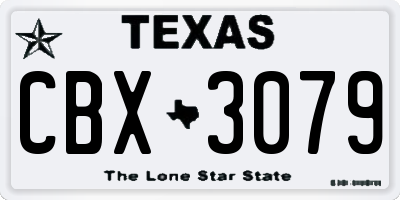 TX license plate CBX3079