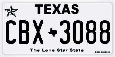 TX license plate CBX3088