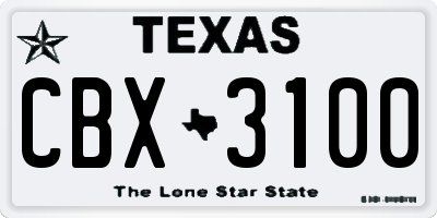 TX license plate CBX3100