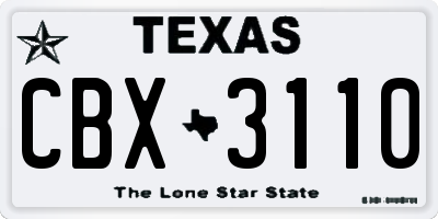 TX license plate CBX3110