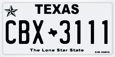 TX license plate CBX3111