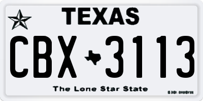 TX license plate CBX3113