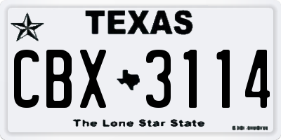 TX license plate CBX3114