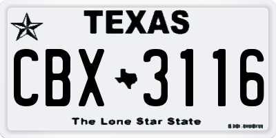 TX license plate CBX3116