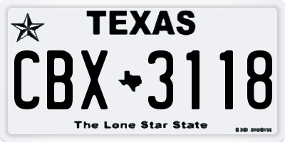 TX license plate CBX3118