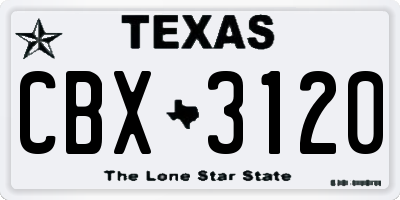 TX license plate CBX3120