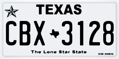 TX license plate CBX3128