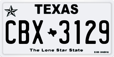 TX license plate CBX3129