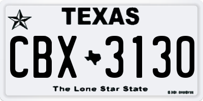 TX license plate CBX3130