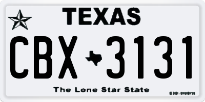 TX license plate CBX3131