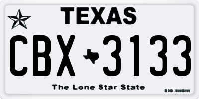 TX license plate CBX3133