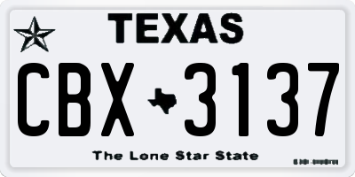 TX license plate CBX3137