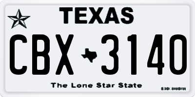 TX license plate CBX3140