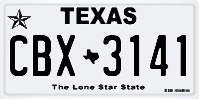 TX license plate CBX3141