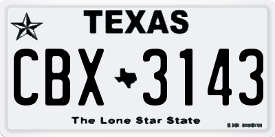 TX license plate CBX3143