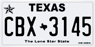 TX license plate CBX3145