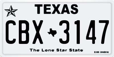 TX license plate CBX3147