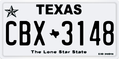 TX license plate CBX3148