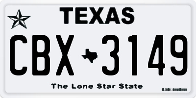 TX license plate CBX3149