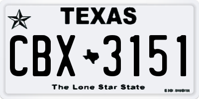 TX license plate CBX3151
