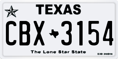 TX license plate CBX3154