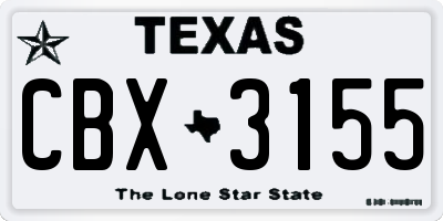TX license plate CBX3155