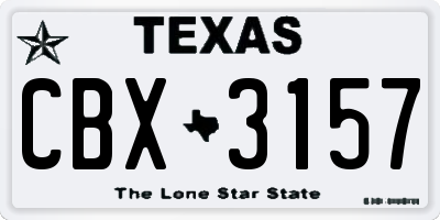 TX license plate CBX3157
