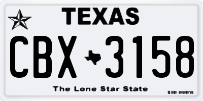 TX license plate CBX3158