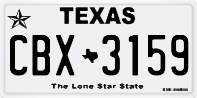 TX license plate CBX3159