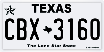 TX license plate CBX3160