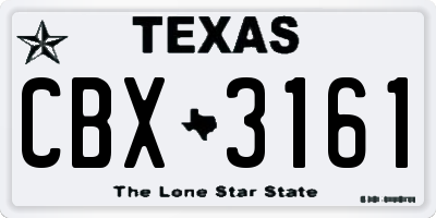 TX license plate CBX3161