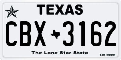 TX license plate CBX3162