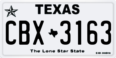 TX license plate CBX3163