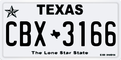TX license plate CBX3166