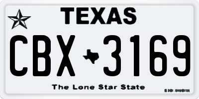 TX license plate CBX3169