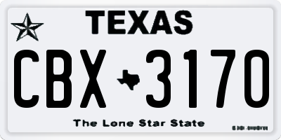 TX license plate CBX3170