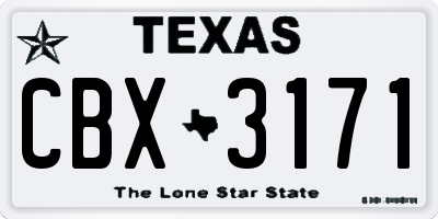 TX license plate CBX3171