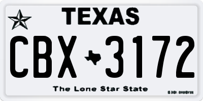 TX license plate CBX3172