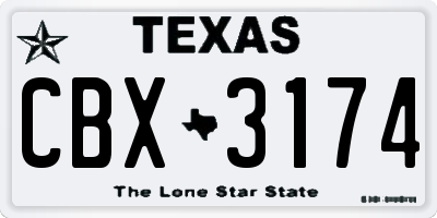 TX license plate CBX3174