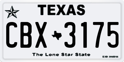 TX license plate CBX3175