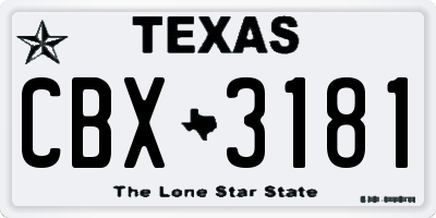TX license plate CBX3181