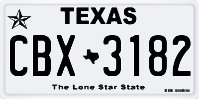 TX license plate CBX3182