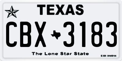 TX license plate CBX3183