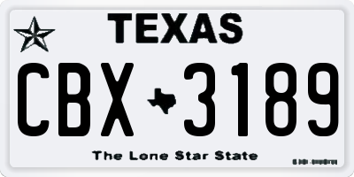 TX license plate CBX3189